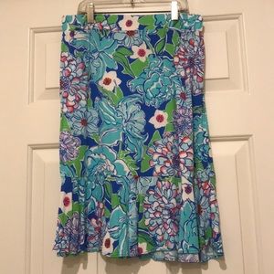 Lilly Pulitzer Blue and Green Floral Skirt